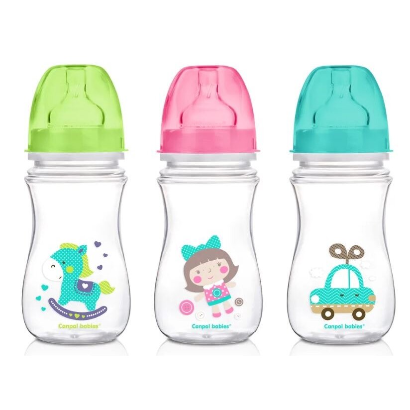 Бутылочка Canpol Babies арт.35/206 антиколиковая с силиконовой соской 3 мес+ любой цвет 240 мл