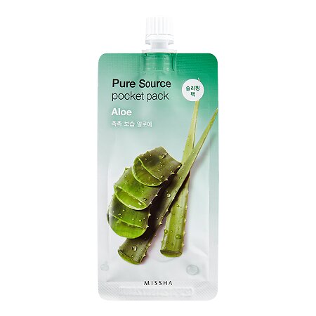 Маска кремовая с экстрактом алоэ ночная Pocket pack Pure source Missha 10мл