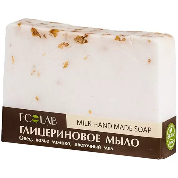 Мыло глицериновое EcoLab Milk soap Овес, козье молоко, цветочный мед 130 г