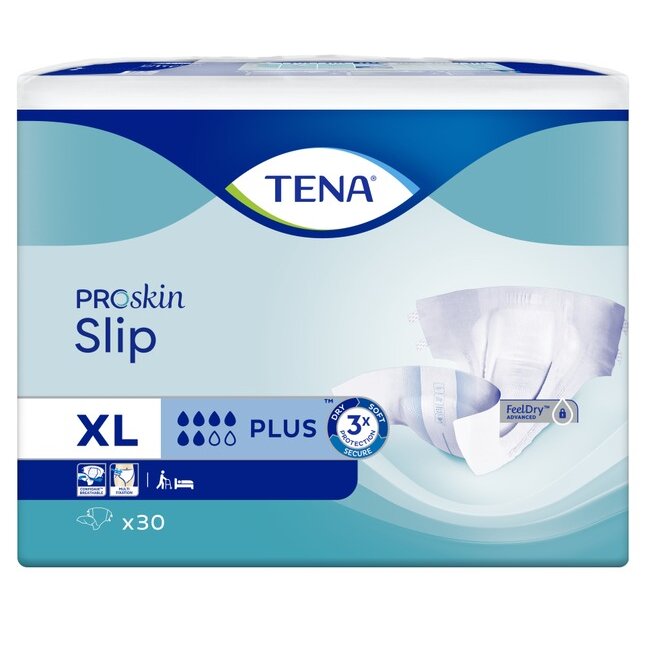 Подгузники дышащие TENA Slip Plus XL (талия/бедра 120-160 см) 30 шт.