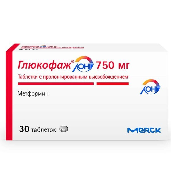 Глюкофаж Лонг таблетки 750 мг 30 шт.