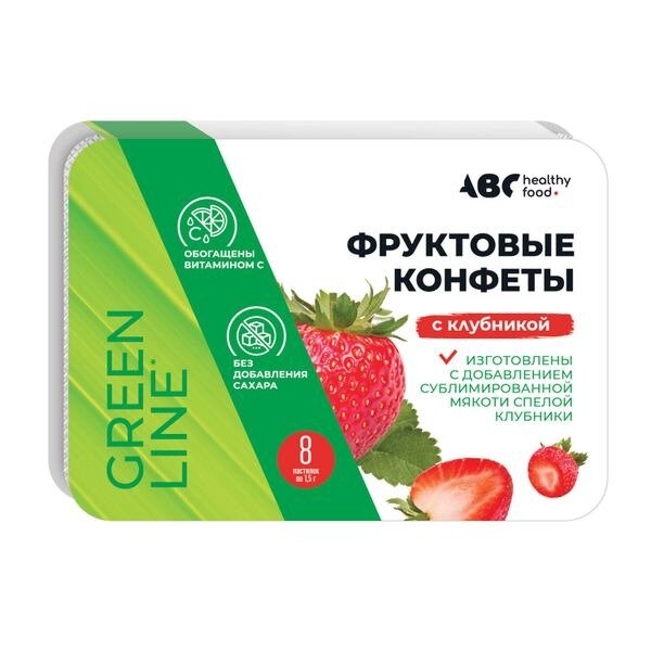 Конфеты фруктовые ABC Healthy Food мякоть клубника 12 г