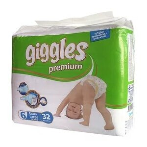 Giggles Премиум Эко Экстра Лардж Подгузники для детей 15-30 кг 32 шт.