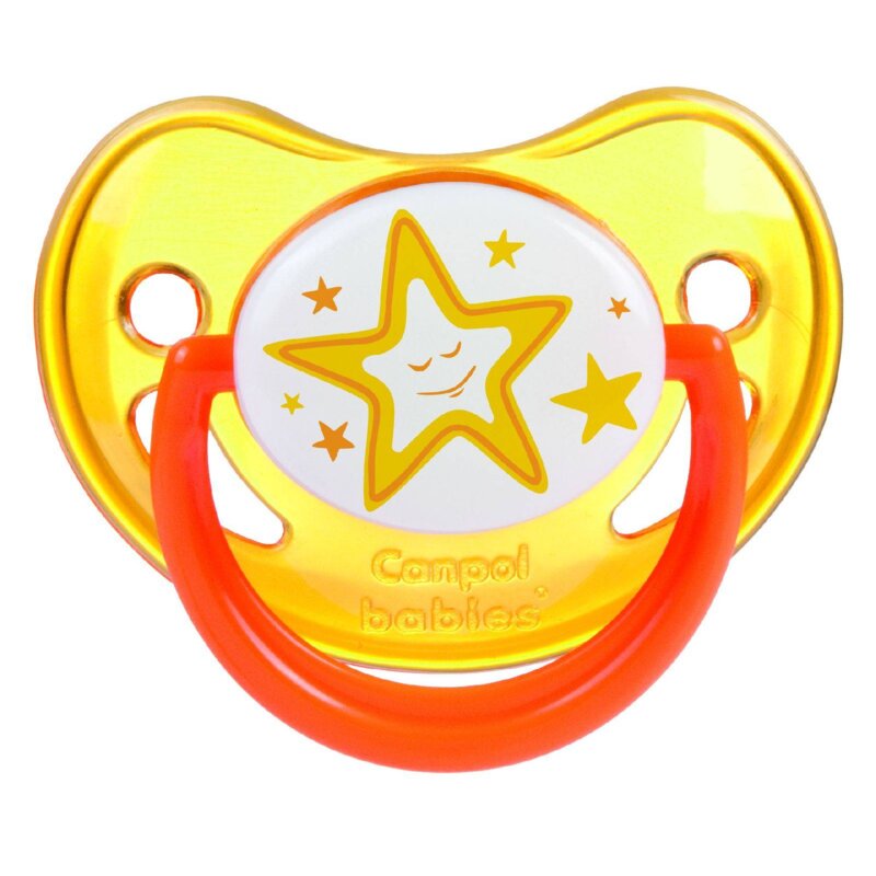 Соска-пустышка Canpol babies ночная силиконовая желтая 0-6 мес
