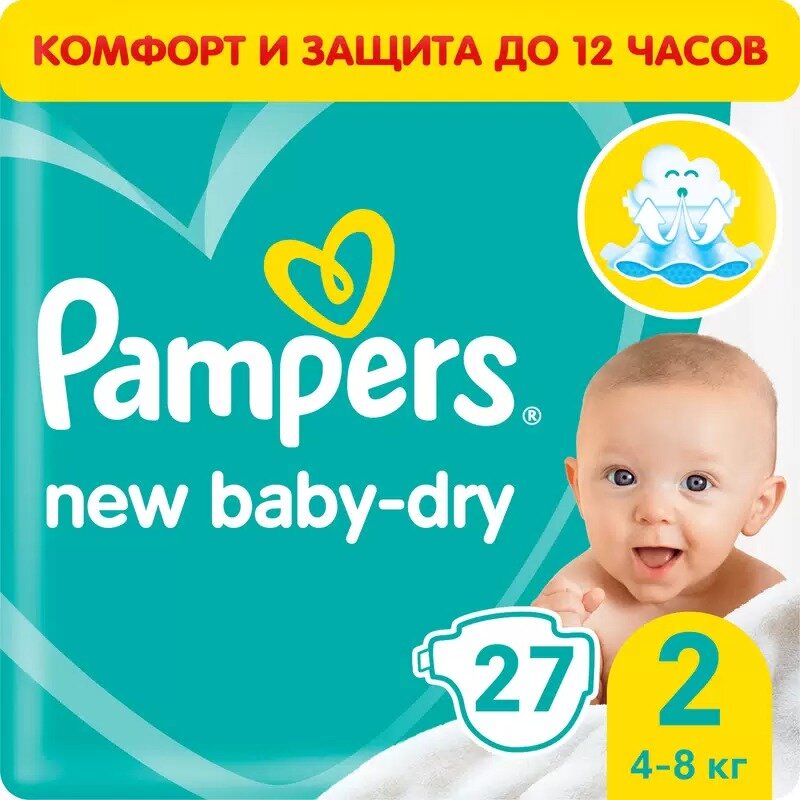 Подгузники Pampers New Baby Dry р.2 (4-8 кг) 27 шт.