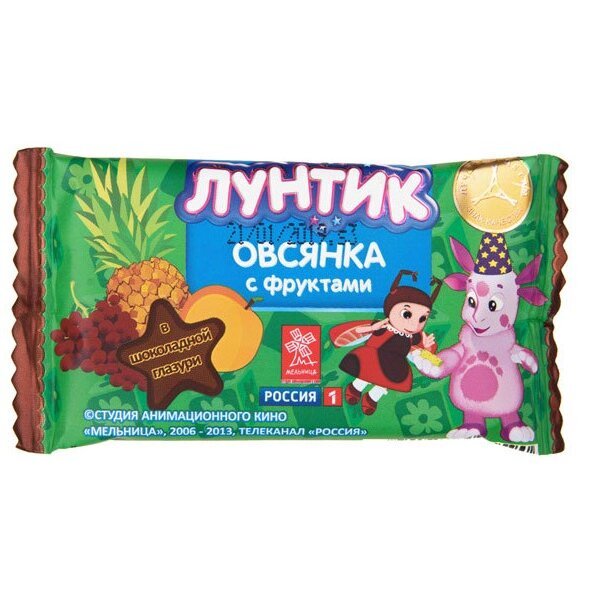 Батончик мюсли Виталад Лунтик Овсянка с фруктами в шоколадной глазури 40 г