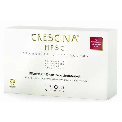 Crescina трансдермик hfsc 1300 набор для женщин лосьон re-growth hfsc 3,5мл флакон 10 шт. + лосьон anti-hair loss hssc 3,5мл флакон 10 шт.