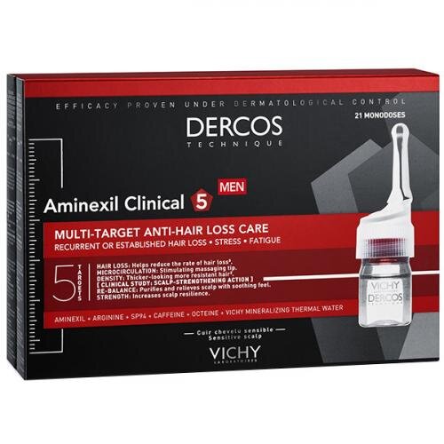 Интенсивное средство против выпадения волос Vichy Dercos Аминексил для мужчин ампулы 21 шт.