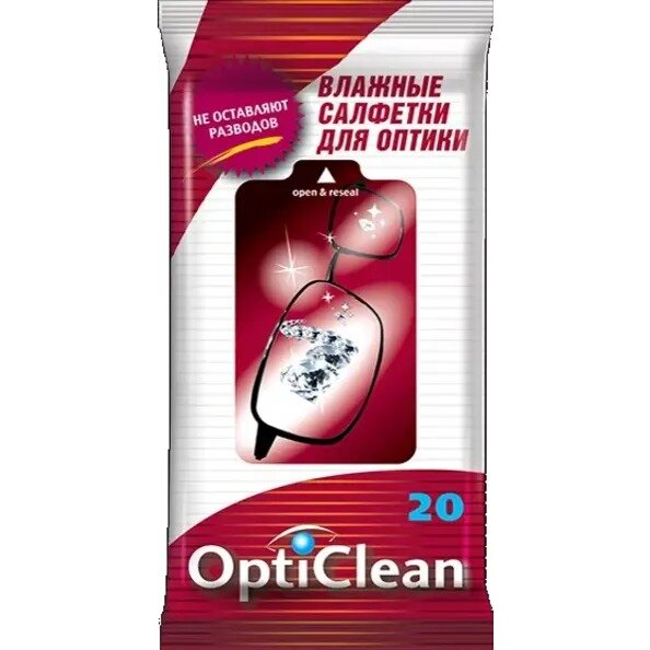 Салфетки влажные OptiClean для оптики 20 шт.