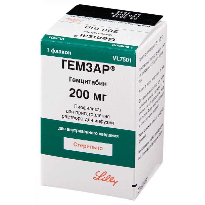 Гемзар лиофилизат для приготовления раствора для инфузий 200 мг флакон 1 шт.