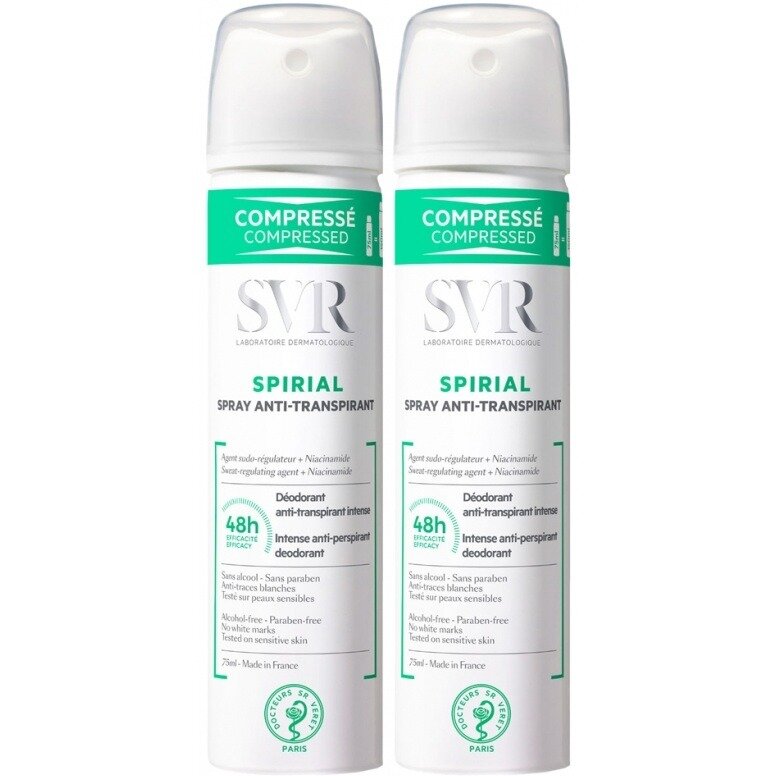 Спрей-антиперспирант SVR Spirial растительный 75 мл 2 шт.