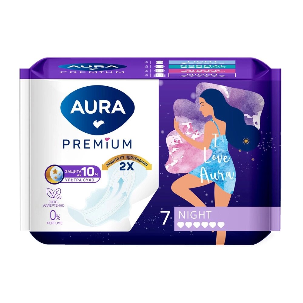 Прокладки гигиенические Aura premium ночные 7 шт.