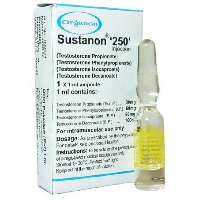 Сустанон-250 раствор для внутримышечного введения 250 мг/1 мл ампула 1 шт.