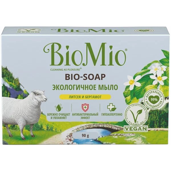 Biomio мыло 90г литсея бергамот