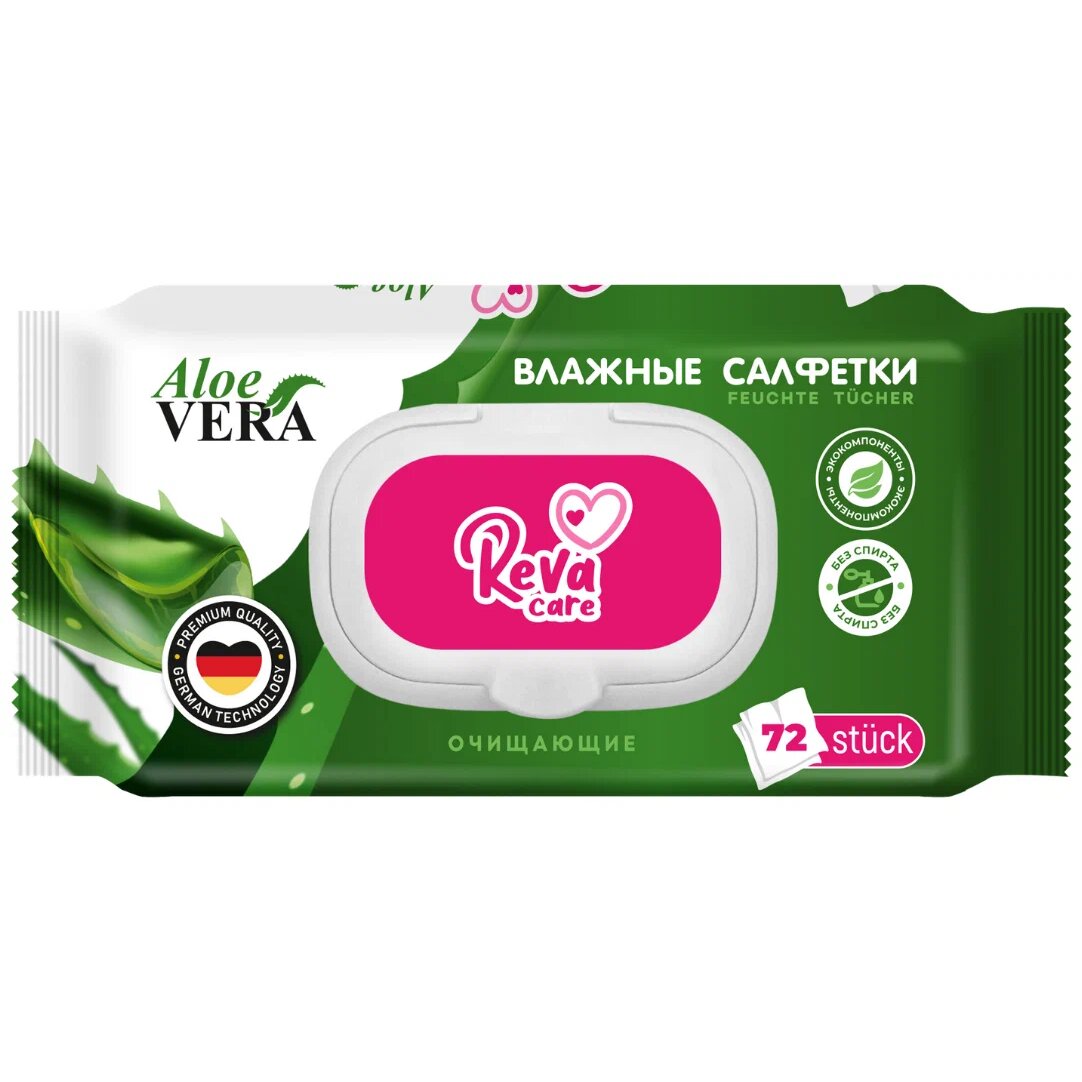 Салфетки влажные Reva Сare Aloe Vera очищающие универсальные 72 шт.