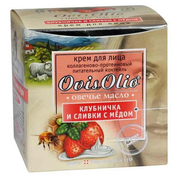Крем для лица Овечье масло Ovis Olio Клубничка и сливки с медом 50 мл