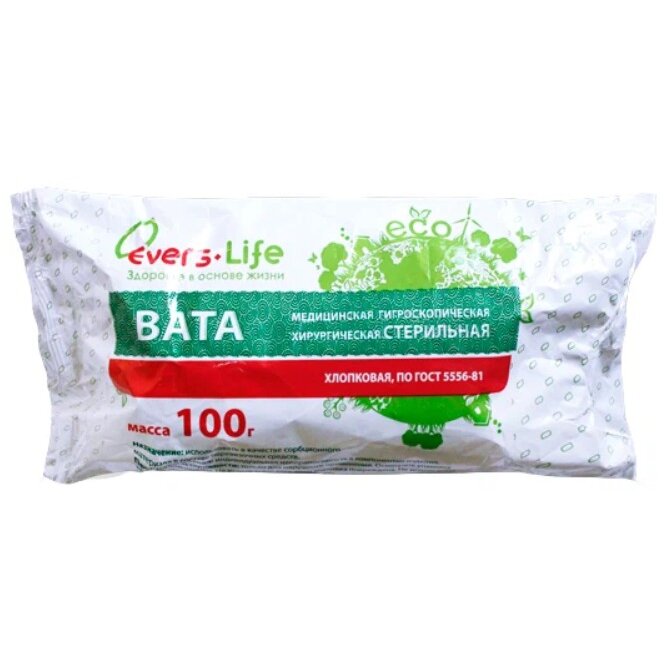 Вата Evers Life хирургическая стерильная 100 г