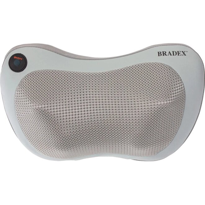 Массажер подушка Bradex с подогревом и разминающим массажем Шиацу серая x1