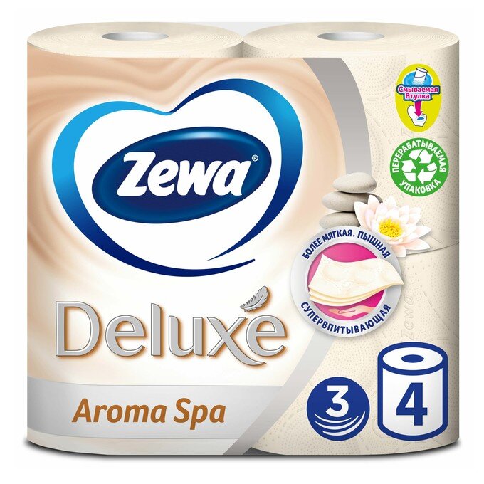 Туалетная бумага Zewa Deluxe трехслойная Арома Спа 4 шт.