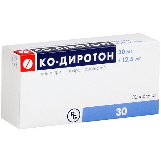 Ко-Диротон таблетки 20+12,5 мг 30 шт.