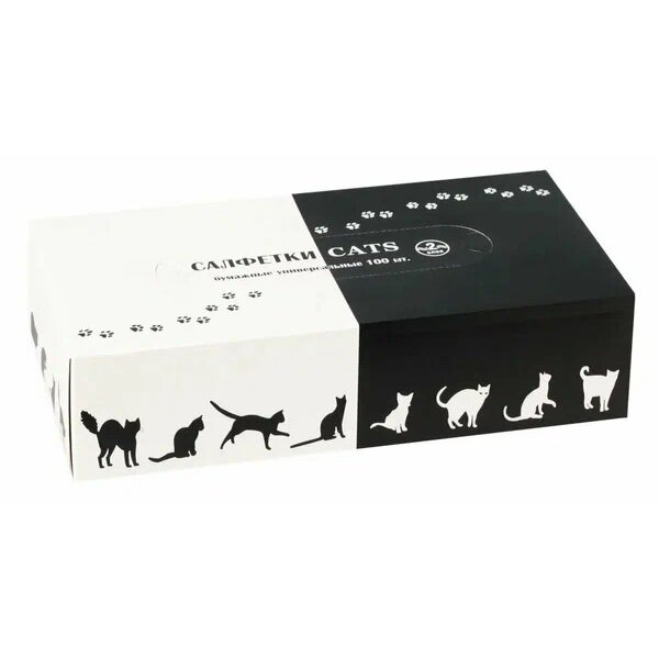 Салфетки АФАЛИНА Cats двухслойные гигиенич бумажные 100 шт.
