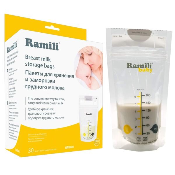 Пакеты для грудного молока Baby Ramili/Рамили 180мл (BMB40) 30 шт.