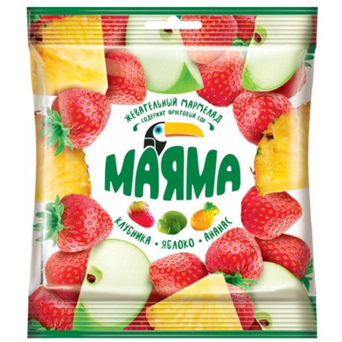 Жевательный мармелад MaYama со вкусом ананаса, яблока, клубники 70г