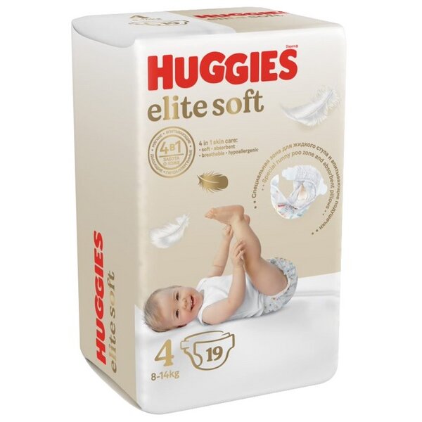 Подгузники Хаггис (Huggies) Elite Soft р.4 (8-14 кг) 19 шт.