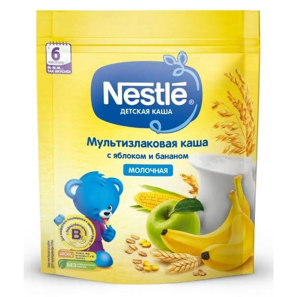 Каша молочная Нестле (Nestle) мультизлаковая яблоко и банан с 6 мес. 220 г