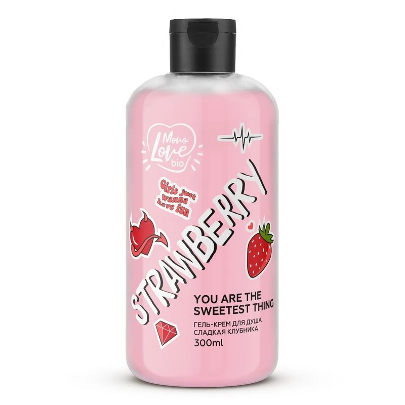 Гель-крем для душа Bisou MonoLove bio STRAWBERRY с ароматом клубники 300 мл