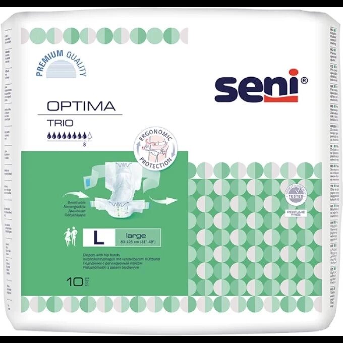 Seni optima trio подгузники взрослые с поясом large/3 10 шт.