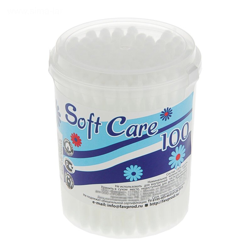 Ватные палочки Soft care стакан 100 шт.