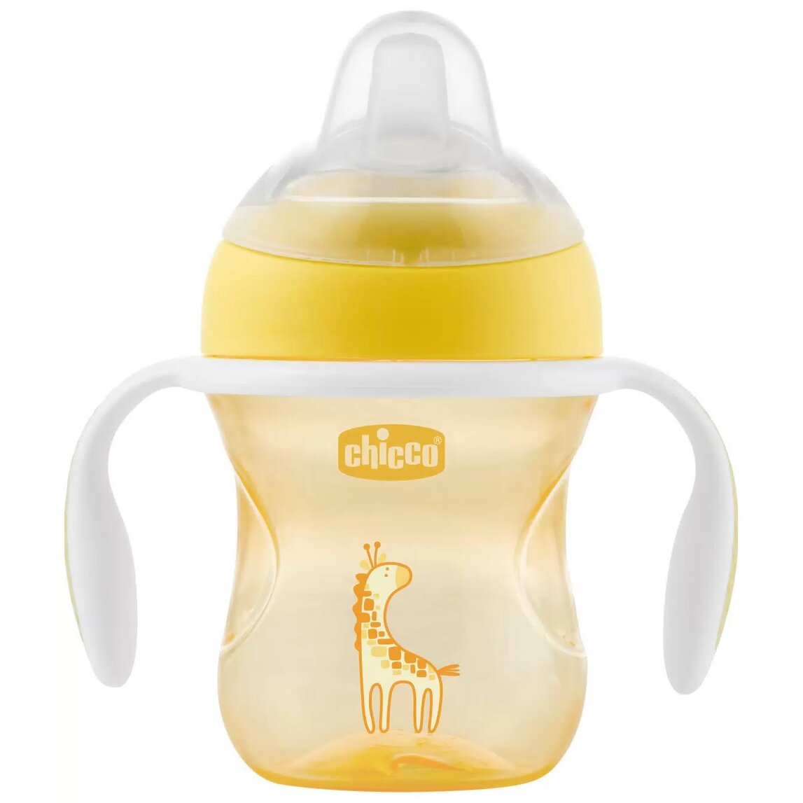 Чашка-поильник 4мес+ Chicco transition cup силиконовый носик желтый 200 мл