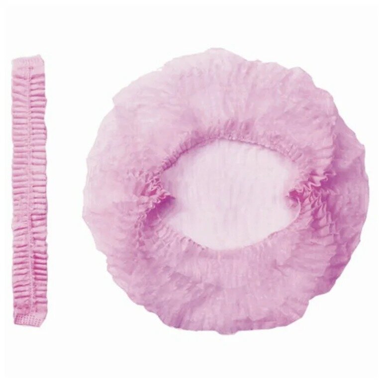 Шапочка-берет Гекса спанбонд плотность 18 розовая размер 1 длина 53 25 шт.