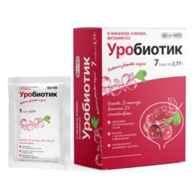 Уробиотик d-манноза Bioforte с экстрактом клюквы и витамином D3 порошок 500мг саше 7 шт.