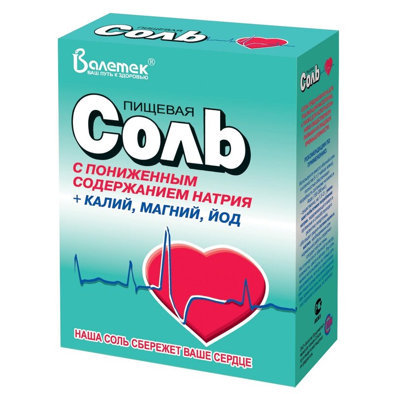 Пищевая соль профилактическая с пониженным содержанием натрия калий/магний/йод 350 г