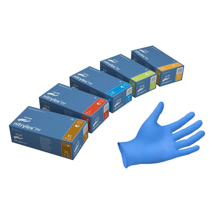 Перчатки Mercator medical nitrylex pf protect н/стер. диагностические нитриловые неопудренные размер xs 100 пар