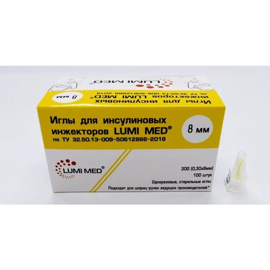 Игла Lumi Med для инсулиновых инжекторов 30g 0,3х8 мм 100 шт.