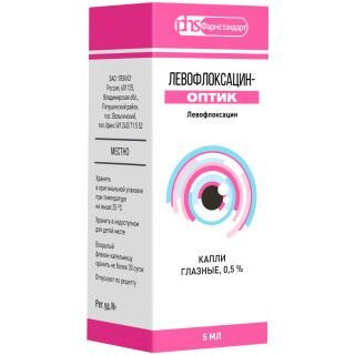 Левофлоксацин-Оптик капли глазные 0,5% флакон 5 мл