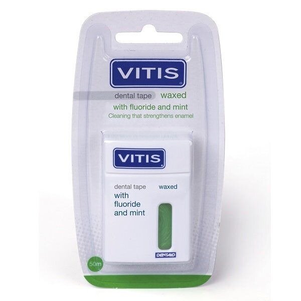 Нить межзубная Vitis Waxed Dental Tape FM зеленая мятная 50 м