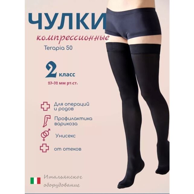Чулки компрессионные Filorosso Terapia 2 класс 50 ден черные р.3