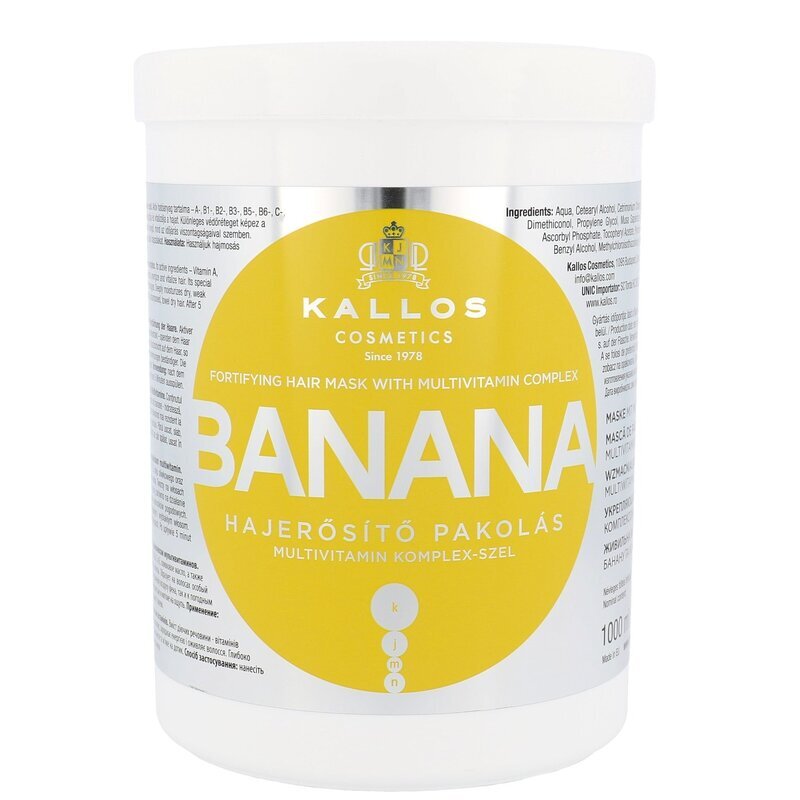 Kallos маска для волос укрепляющая kjmn с комплексом мультивитаминов и экстрактом банана 1000 мл