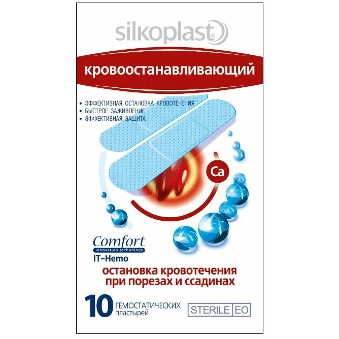 Пластырь гемостатический Silkoplast Comfort IT-Hemo Кровоостанавливающий при порезах и ссадинах 10 шт.