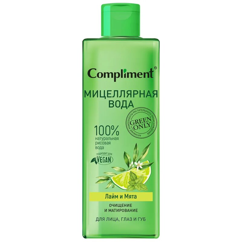 Вода мицеллярная Compliment green only лайм и мята 400 мл