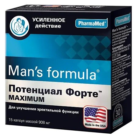 Мен-С формула Потенциал форте Maximum капсулы массой 908 мг 15 шт.