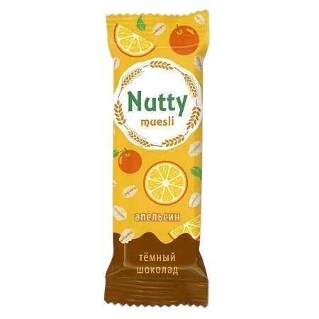 Батончик мюсли Nutty апельсин темная глазурь 50 г