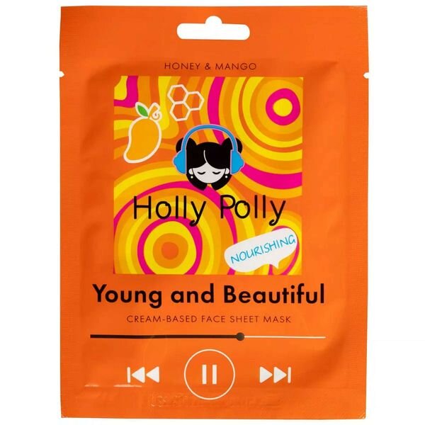 Holly polly young and beautiful маска тканевая для лица на кремовой основе питающая 22г с медом и манго