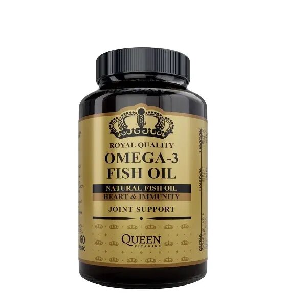Омега-3 рыбий жир Queen Vitamins 1000 мг капсулы 60 шт. бад