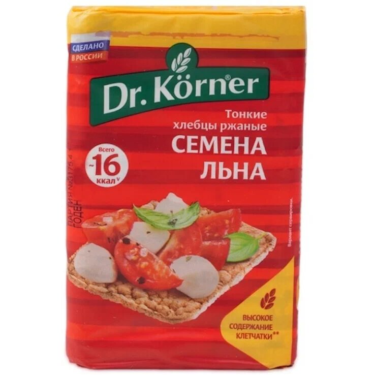 Хлебцы Dr Korner ржаные с семенами льна хрустящ 100 г x1