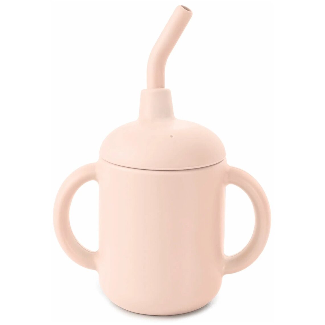 Поильник силиконовый с ручками и трубочкой светло-розовый Happy Baby/Хэппи Беби 120мл